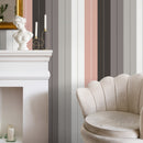 Striped Wallpaper with Vertical Lines in Grey, Pink, and White - D857