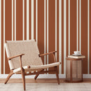 Striped Wallpaper with a Modern Vertical Pattern in Terracotta and Cream - D789
