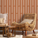 Herringbone Wallpaper with a Hand-Drawn Motif in Terracotta and Off-White - D802