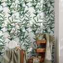 Botanical Wallpaper Featuring Watercolor Greenery in Green - A651