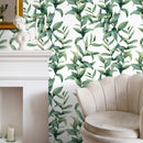 Botanical Wallpaper Featuring Watercolor Greenery in Green - A651
