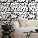 Abstract Wallpaper with a Fluid Linear Design in Black and White - A042