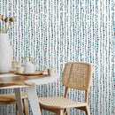 Minimalist Dotted Vertical Stripe Abstract Wallpaper in Teal and Black - A150