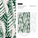 Abstract Wallpaper with a Palm Leaf Motif in Green and Beige - C401