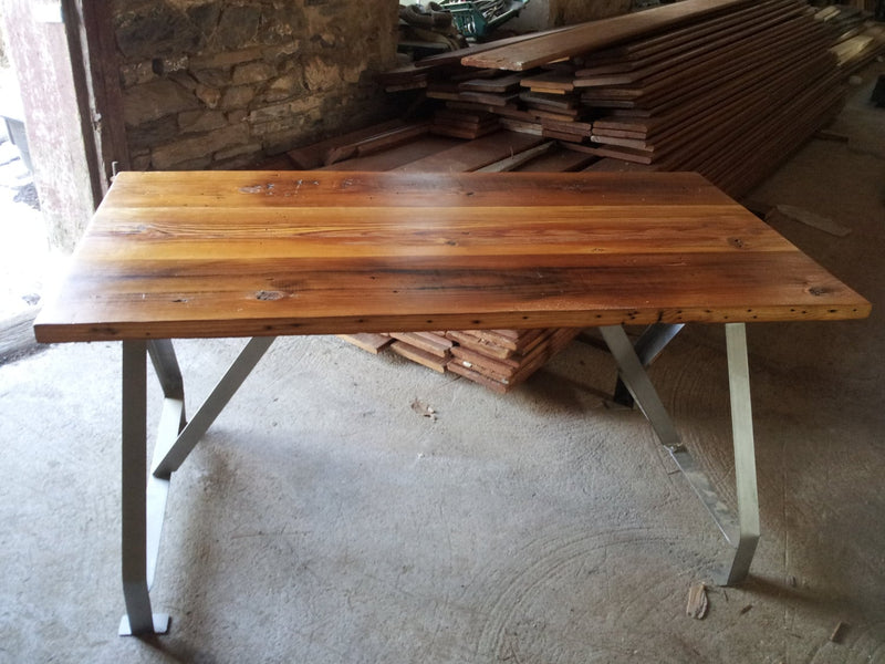 Wood Work Table, Industrial Metal Table, Reclaimed Plank Top, Factory Table, Computer Desk, Home Office Table, Industrial Furniture, Office