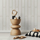 Minimalist Herringbone Wallpaper with Brushed Stripe in Sage Green and White - D800