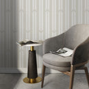 Minimalist Herringbone Wallpaper with Brushed Stripe in Sage Green and White - D800
