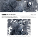 Abstract Wallpaper with a Textured Ink Blot Motif in Navy Blue and White - A349