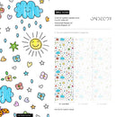 Kids Wallpaper with Hand-Drawn Doodles in Blue, Red, and Yellow - A089