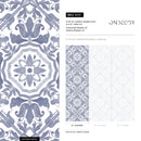 Tile Wallpaper with a Vintage Floral Medallion Motif in Blue and White - A110