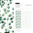 Botanical Wallpaper Featuring a Watercolor Eucalyptus Motif in Green and Brown - A126