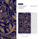 Paisley Wallpaper with an Intricate Ornamental Motif in Blue and Gold - A898
