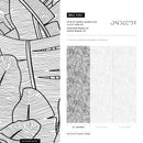 Botanical Wallpaper Featuring a Line Art Banana Leaf Motif in Black and White - A961