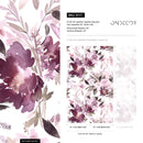 Watercolor Wallpaper with Abstract Blooms in Mauve, Purple, and Brown - B137