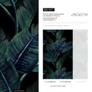 Botanical Wallpaper Featuring Large Banana Leaves in Green and Black - B217