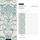 Damask Wallpaper with a Distressed Motif in Teal and Cream - B236