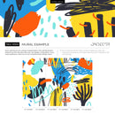 Abstract Wallpaper with Colorful Scribble Art in Blue, Yellow, and Orange - B868