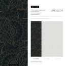 Victorian Wallpaper with Intricate Floral Scrolls in Black and Gold - D081