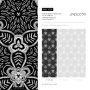Geometric Wallpaper with an Intricate Medallion Motif in Black and White - X078