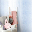 Striped Wallpaper with a Watercolor Motif in Baby Blue - D858