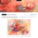 Watercolor Wallpaper with a Vibrant Poppy Motif in Red, Orange, and Blue - A162