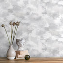 Abstract Wallpaper with a Watercolor Cloud Effect in Light Gray and White - X110