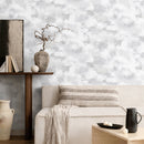 Abstract Wallpaper with a Watercolor Cloud Effect in Light Gray and White - X110