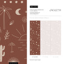 Boho Wallpaper with Hand-Drawn Beach Motifs in Terracotta and Off-White - ZACN