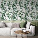 Botanical Wallpaper Featuring Watercolor Greenery in Green - A651