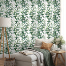 Botanical Wallpaper Featuring Watercolor Greenery in Green - A651