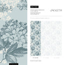 Floral Wallpaper with Vintage Hydrangeas in Blue, Slate Blue, and Cream - A631