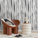 Abstract Wallpaper with Hand-Drawn Vertical Lines in Black and White - A604