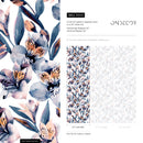 Floral Wallpaper with Watercolor Orchids in Blue, Purple, and Orange - A940