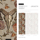Gothic Wallpaper with an Embroidered Goat Skull in Rust and Brown - D887