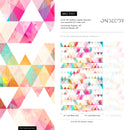 Geometric Wallpaper with Triangles in Pink, Teal, and Yellow - A154