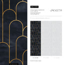 Art Deco Wallpaper with a Geometric Arch Pattern in Charcoal and Gold - A476
