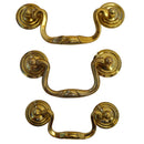 Queen Anne Style Brass Drawer Pull Elegant Hardware, 1" Backplate, Available in Small, Medium, Large Sizes