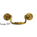 Queen Anne Style Brass Drawer Pull Elegant Hardware, 1" Backplate, Available in Small, Medium, Large Sizes