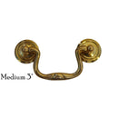 Queen Anne Style Brass Drawer Pull Elegant Hardware, 1" Backplate, Available in Small, Medium, Large Sizes