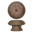 2" Round Walnut Knob with Turnings Unfinished, Wide Base Style, Includes Mounting Hardware