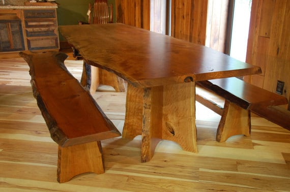 Slab Table, Cherry Wood Slab Dining Table, Living Edge Table, RED SETTER, Dining Slab Table, Trestle Table, Conference Table