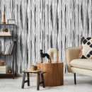 Abstract Wallpaper with Hand-Drawn Vertical Lines in Black and White - A604