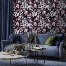 Floral Wallpaper Featuring Watercolor Lilies in Blue, Orange, and Burgundy - A942