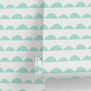 Scalloped Wallpaper with a Dotted Wave Motif in Mint Green - A358