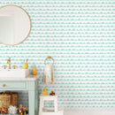 Scalloped Wallpaper with a Dotted Wave Motif in Mint Green - A358