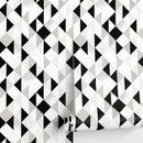 Geometric Wallpaper with a Modern Triangle Collage in Black, White, and Grey - A475