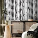 Abstract Wallpaper with Wavy Vertical Stripes in Black and White - A482