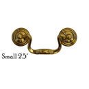 Queen Anne Style Brass Drawer Pull Elegant Hardware, 1" Backplate, Available in Small, Medium, Large Sizes