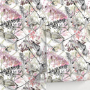 Botanical Wallpaper with an Abstract Watercolor Branch Motif in Pink, Black, and Green - A517