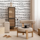 Abstract Wallpaper with a Hand-Drawn Loop Motif in Black and White - A008